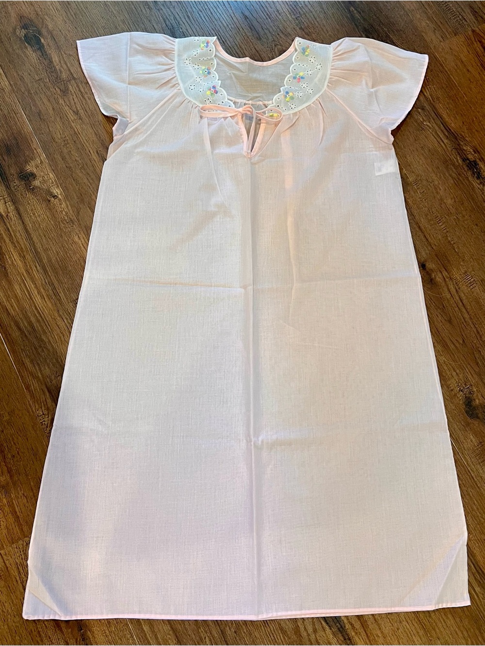 Vintage Sears Pale Pink Woman’s Nightgown with Embroidered Eyelet Collar